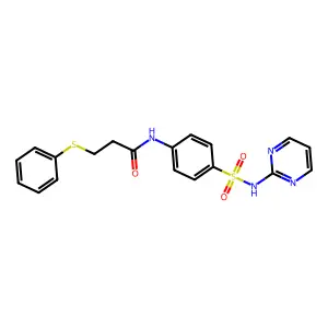 3-phenylsulfanyl-N-[4-(pyrimidin-2-ylsulfamoyl)phenyl]propanamide structure