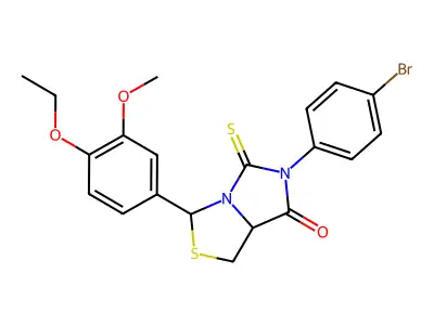 6-(4-bromophenyl)-3-(4-ethoxy-3-methoxyphenyl)-5-sulfanylidene-hexahydroimidazolidino[1,5-c][1,3]thiazol-7-one structure
