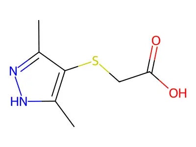 2-((3,5-dimethyl-1H-pyrazol-4-yl)sulfanyl)acetic acid structure