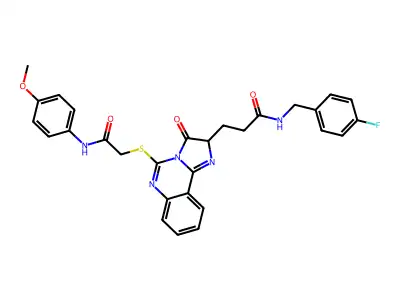 N-[(4-fluorophenyl)methyl]-3-[5-({[(4-methoxyphenyl)carbamoyl]methyl}sulfanyl)-3-oxo-2H,3H-imidazo[1,2-c]quinazolin-2-yl]propanamide structure