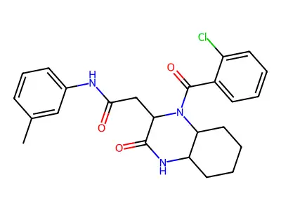 2-{1-[(2-chlorophenyl)carbonyl]-3-oxodecahydroquinoxalin-2-yl}-N-(3-methylphenyl)acetamide structure
