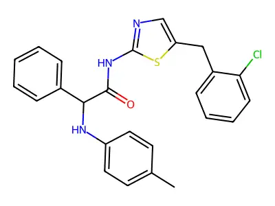 N-[5-(2-chlorobenzyl)-1,3-thiazol-2-yl]-2-[(4-methylphenyl)amino]-2-phenylacetamide structure