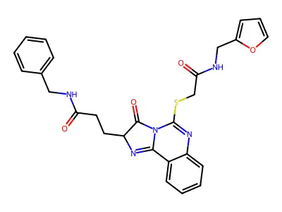 N-benzyl-3-{5-[({[(furan-2-yl)methyl]carbamoyl}methyl)sulfanyl]-3-oxo-2H,3H-imidazo[1,2-c]quinazolin-2-yl}propanamide structure