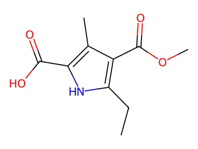 5-ethyl-4-methoxycarbonyl-3-methyl-1H-pyrrole-2-carboxylate structure