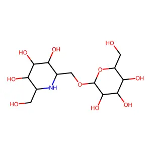 Methyl 1-C-[3,4,5-trihydroxy-6-(hydroxymethyl)piperidin-2-yl]hexopyranoside structure