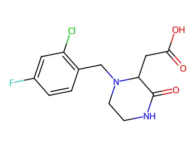 [1-(2-Chloro-4-fluorobenzyl)-3-oxo-2-piperazinyl]acetic acid structure