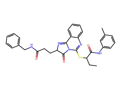 2-({2-[2-(benzylcarbamoyl)ethyl]-3-oxo-2H,3H-imidazo[1,2-c]quinazolin-5-yl}sulfanyl)-N-(3-methylphenyl)butanamide structure