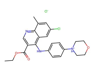 ethyl 6-chloro-8-methyl-4-((4-morpholinophenyl)amino)quinoline-3-carboxylate hydrochloride structure