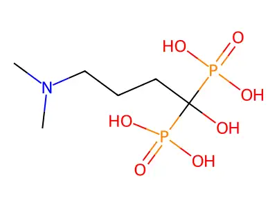 4-N,N-dimethylamino-1-hydroxybutylidene-1,1-diphosphonic acid structure