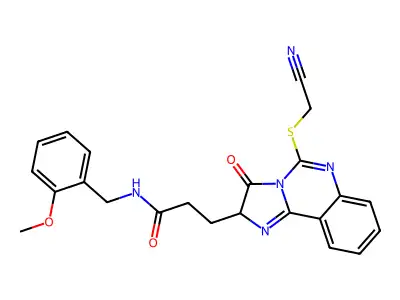 3-{5-[(cyanomethyl)sulfanyl]-3-oxo-2H,3H-imidazo[1,2-c]quinazolin-2-yl}-N-[(2-methoxyphenyl)methyl]propanamide structure