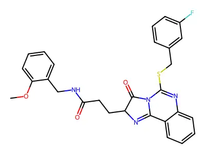 3-(5-{[(3-fluorophenyl)methyl]sulfanyl}-3-oxo-2H,3H-imidazo[1,2-c]quinazolin-2-yl)-N-[(2-methoxyphenyl)methyl]propanamide structure