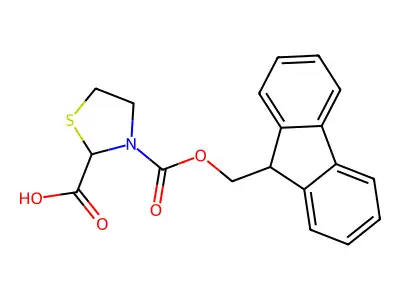 3-(((9H-fluoren-9-yl)methoxy)carbonyl)-1,3-thiazolidine-2-carboxylic acid structure