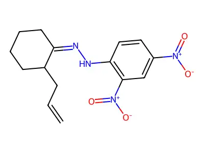 Cyclohexanone,2-(2-propen-1-yl)-, 2-(2,4-dinitrophenyl)hydrazone structure