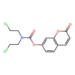 (2-oxochromen-7-yl) N,N-bis(2-chloroethyl)carbamate structure