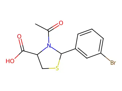 3-Acetyl-2-(3-bromophenyl)-1,3-thiazolidine-4-carboxylic acid structure