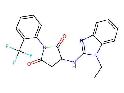 3-[(1-ethylbenzimidazol-2-yl)amino]-1-[2-(trifluoromethyl)phenyl]pyrrolidine-2,5-dione structure