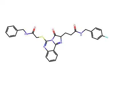 3-(5-{[(benzylcarbamoyl)methyl]sulfanyl}-3-oxo-2H,3H-imidazo[1,2-c]quinazolin-2-yl)-N-[(4-fluorophenyl)methyl]propanamide structure
