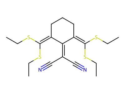 Propanedinitrile, [2,6-bis[bis(ethylthio)methylene]cyclohexylidene]- structure