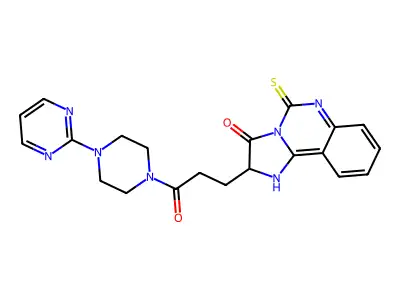 2-{3-oxo-3-[4-(pyrimidin-2-yl)piperazin-1-yl]propyl}-5-sulfanylidene-2H,3H,5H,6H-imidazo[1,2-c]quinazolin-3-one structure