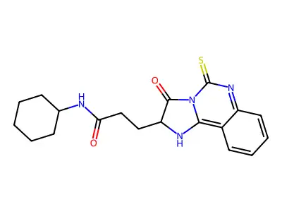 N-cyclohexyl-3-{3-oxo-5-sulfanylidene-2H,3H,5H,6H-imidazo[1,2-c]quinazolin-2-yl}propanamide structure