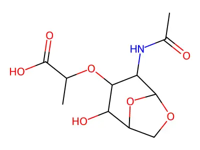 2-[(4-Acetamido-2-hydroxy-6,8-dioxabicyclo[3.2.1]octan-3-yl)oxy]propanoic acid structure