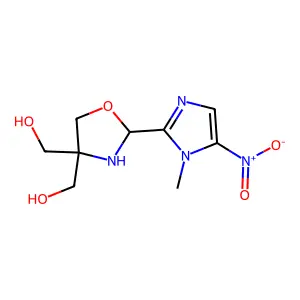 2-(1-Methyl-5-nitroimidazolyl)-4,4-bis(hydroxymethyl)oxazolidine structure