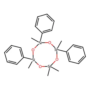 Cyclotetrasiloxane, 2,2,4,6,8-pentamethyl-4,6,8-triphenyl- structure