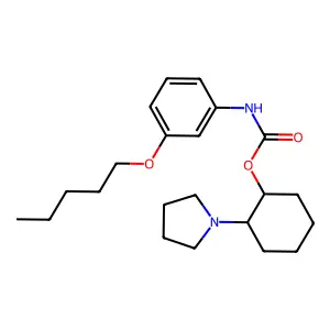 rel-(1R,2R)-2-(1-Pyrrolidinyl)cyclohexyl N-(3-(pentyloxy)phenyl)carbamate structure