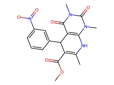 methyl 1,3,7-trimethyl-5-(3-nitrophenyl)-2,4-dioxo-1,2,3,4,5,8-hexahydropyrido[2,3-d]pyrimidine-6-carboxylate structure