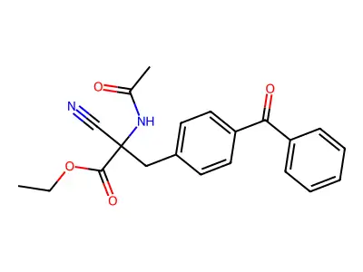 Ethyl 2-acetamido-3-(4-benzoylphenyl)-2-cyanopropanoate structure