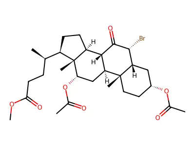(3alpha,5beta,6alpha,12alpha)-3,12-Bis(acetyloxy)-6-bromo-7-oxocholan-24-oic acid methyl ester structure