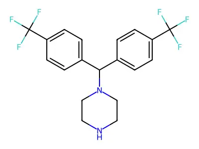 1-(Bis[4-(trifluoromethyl)phenyl]methyl)piperazine structure