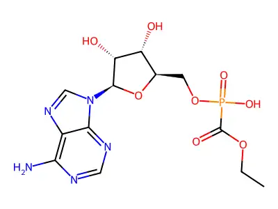 9H-Purin-6-amine, 9-(5-O-((ethoxycarbonyl)hydroxyphosphinyl)-beta-D-ribofuranosyl)- structure