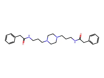 2-phenyl-N-[3-[4-[3-[(2-phenylacetyl)amino]propyl]piperazin-1-yl]propyl]acetamide structure