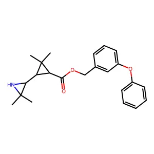(3-Phenoxyphenyl)methyl 3-(3,3-dimethylaziridin-2-yl)-2,2-dimethylcyclopropane-1-carboxylate structure