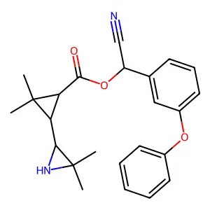 Cyano(3-phenoxyphenyl)methyl 3-(3,3-dimethylaziridin-2-yl)-2,2-dimethylcyclopropane-1-carboxylate structure