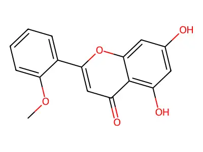 4H-1-Benzopyran-4-one, 5,7-dihydroxy-2-(2-methoxyphenyl)- structure