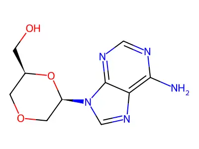 1,4-Dioxane-2-methanol, 6-(6-amino-9H-purin-9-yl)-, (2R,6R)- structure