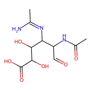 3-Acetamidino-2-acetamido-2,3-dideoxyguluronic acid structure