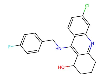 1-Acridinol, 1,2,3,4-tetrahydro-6-chloro-9-(((4-fluorophenyl)methyl)amino)- structure