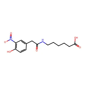 4-Hydroxy-3-nitrophenylacetyl-epsilon-aminocaproic acid structure