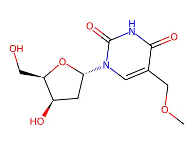 5-Methoxymethyl-1-(2'-deoxylyxofuranosyl)uracil structure