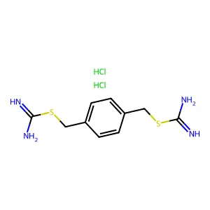 (1,4-Phenylene)bis(methylene) dicarbamimidothioate--hydrogen chloride (1/2) structure