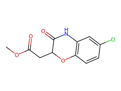 Methyl (6-chloro-3-oxo-3,4-dihydro-2H-1,4-benzoxazin-2-yl)acetate structure