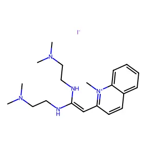 Quinolinium, 2-(2,2-bis((2-(dimethylamino)ethyl)amino)vinyl)-1-methyl-, iodide structure