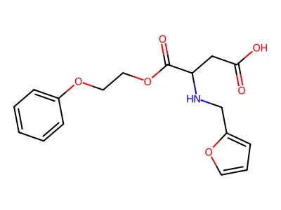 (S)-3-((furan-2-ylmethyl)amino)-4-oxo-4-(2-phenoxyethoxy)butanoic acid structure