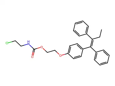 N-(2-chloroethyl)-2-(4-(1,2-diphenylbutenyl)phenoxy)ethyl carbamate structure