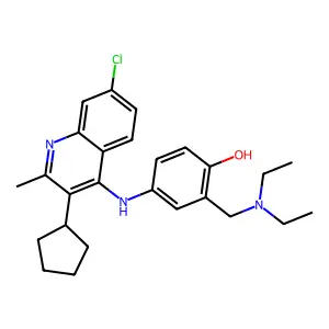 4-[(7-chloro-3-cyclopentyl-2-methyl-4-quinolyl)amino]-2-(diethylaminomethyl)phenol structure