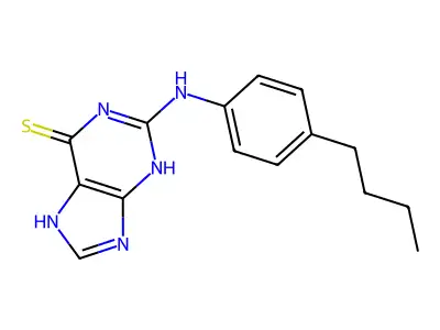 6H-Purine-6-thione, 1,9-dihydro-2-((4-butylphenyl)amino)- structure