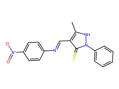 3-Methyl-5-(4-nitroanilinomethylene)-1-phenyl-2-pyrazoline-5-thione structure